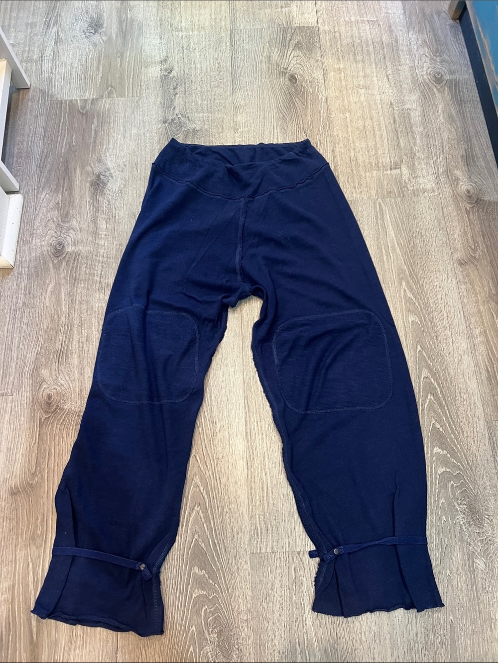 Free People Intimately Navy Wide Leg Pull-On Pants with Cuff Ties XS